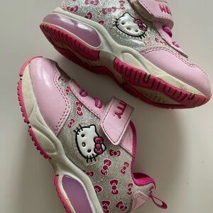 Sanrio Hello Kitty Toddlers Lighted Glitter Pink SilverSneakers Shoes Size 6